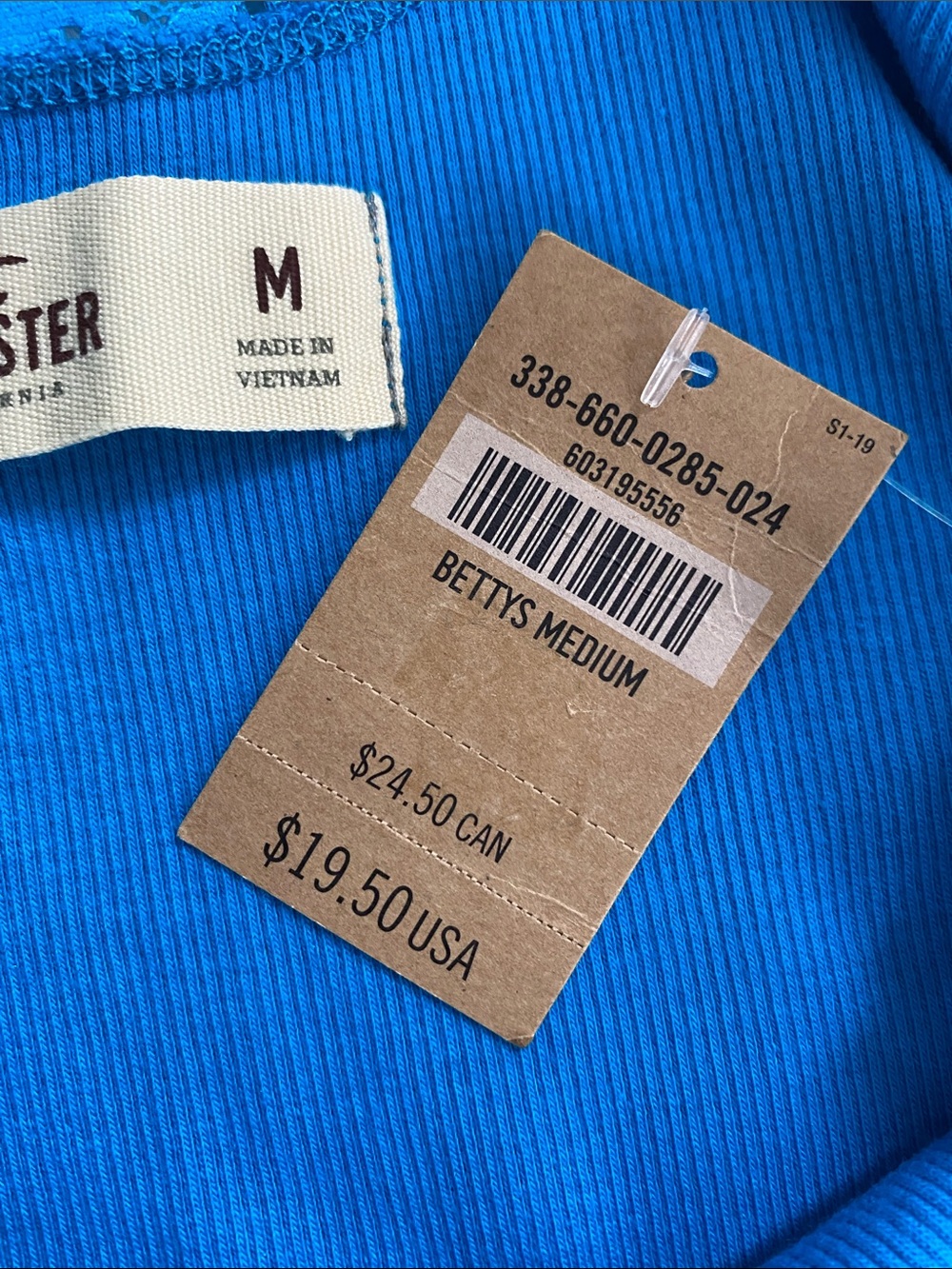 Hollister Lace Embroidered Ribbed Camisole/Tank Top | Aqua Blue - Picture 14 of 14